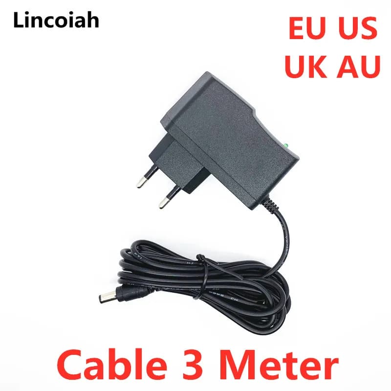 Cavo da 3 metri 3M DC 3V 4.5V 5V 6V 7.5V 9V 12V 0.5A 1A Universa AC DC adattatore caricabatterie alimentatore per striscia luminosa a LED CCTV