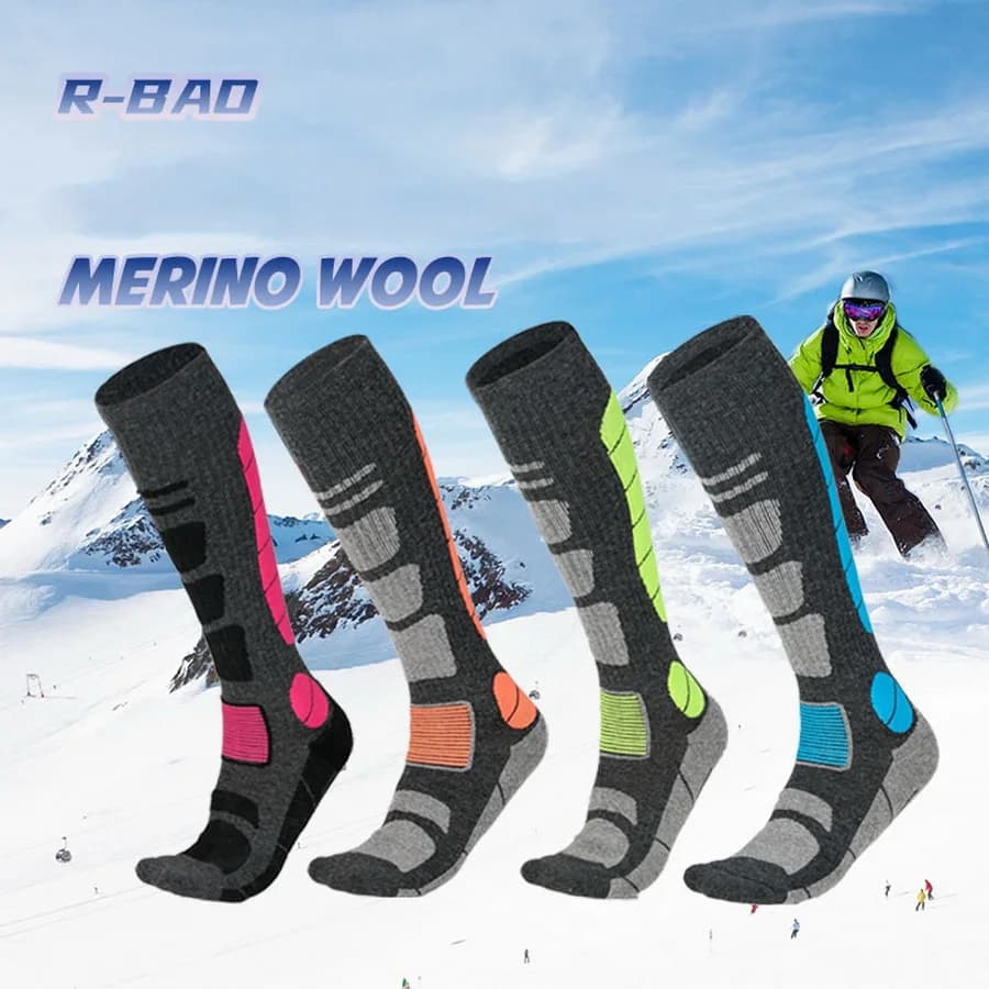 1 paio lana Merino Calze a compressione calde invernali da uomo per snowboard escursionismo arrampicata sci donna calze sportive all'aperto calzini termiche lunghe