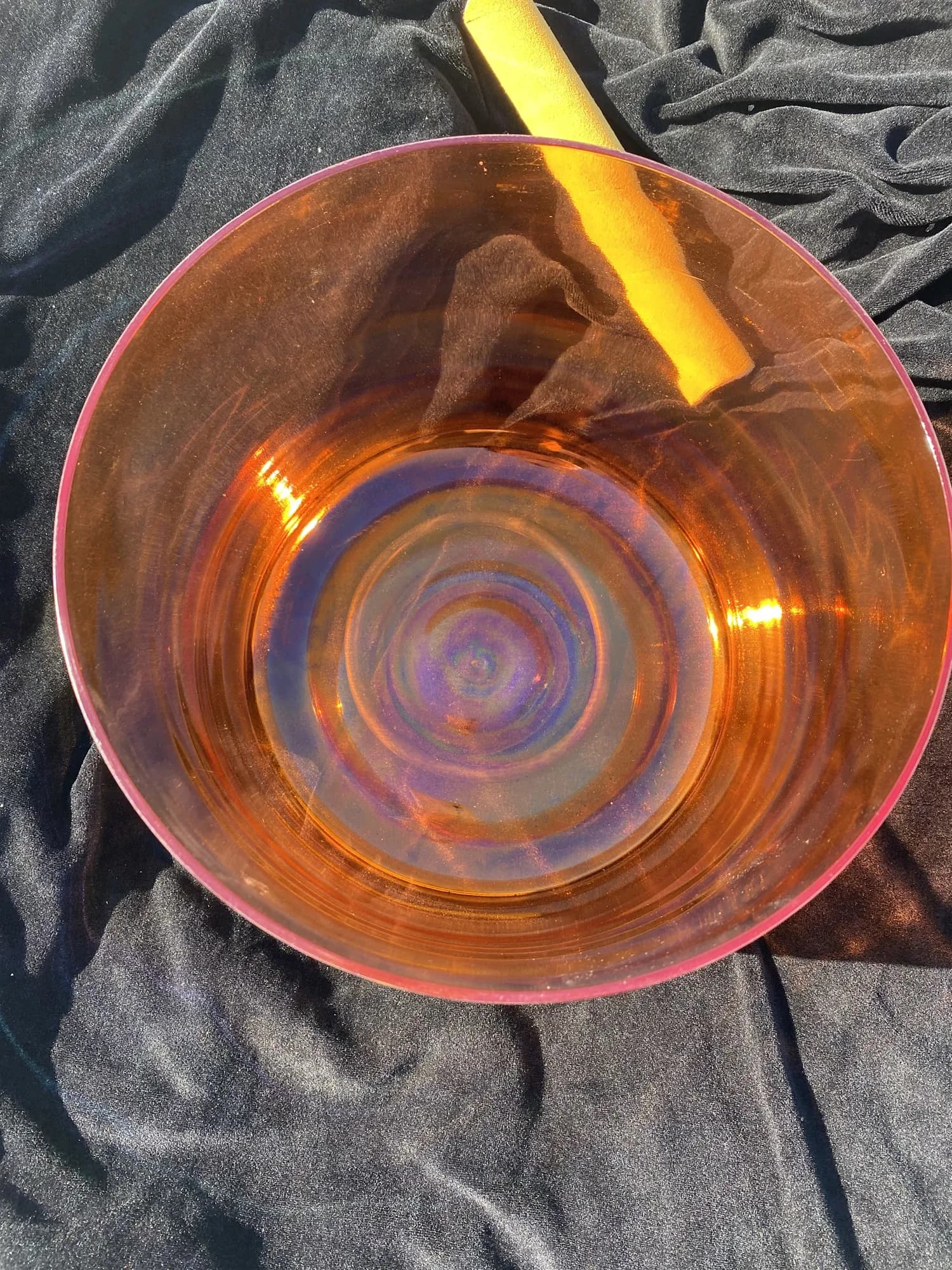 Magic orange 432Hz 3rd octave D note Sacral chakra or D# note Adrenals chakra crystal singing bowl for sound healing about 8"