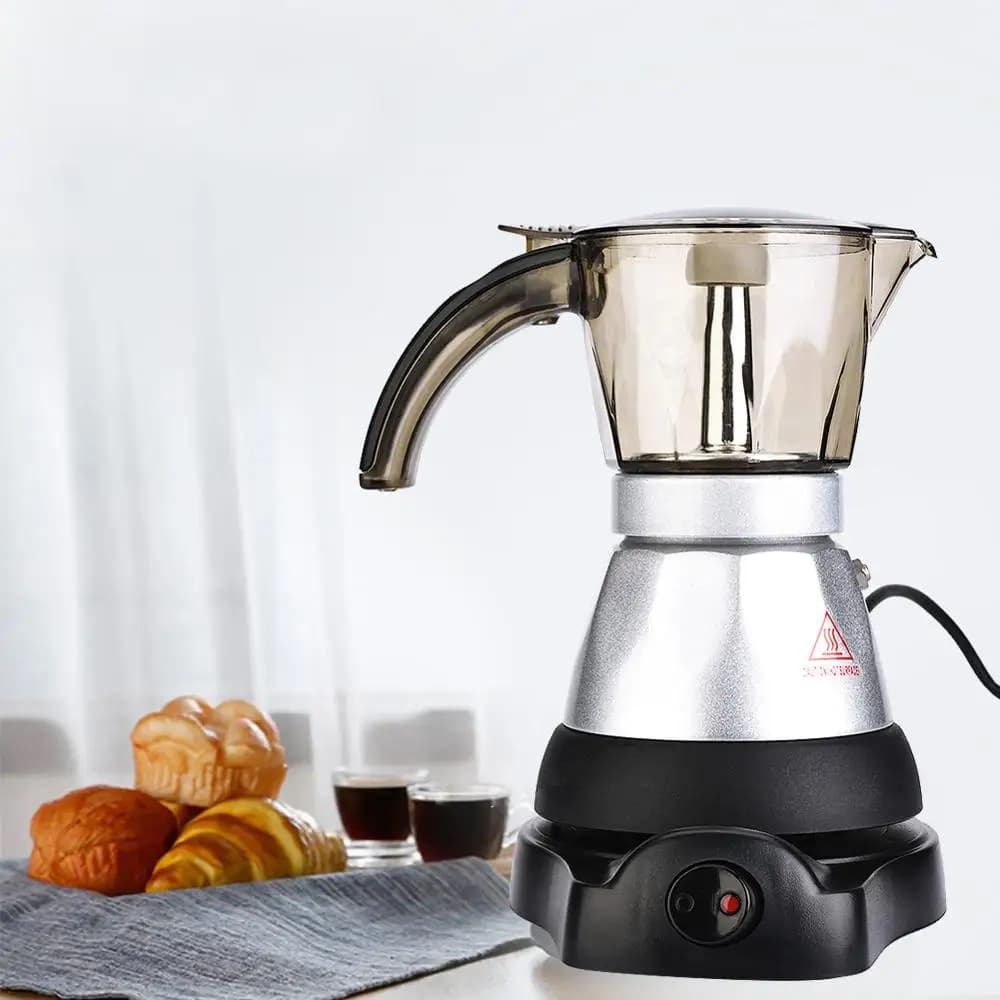 Da 3 a 6 Cup Maker Electric Italian Coffee Top Moka Pot Percolators Tool cartuccia filtro EU Plug alluminio 220V