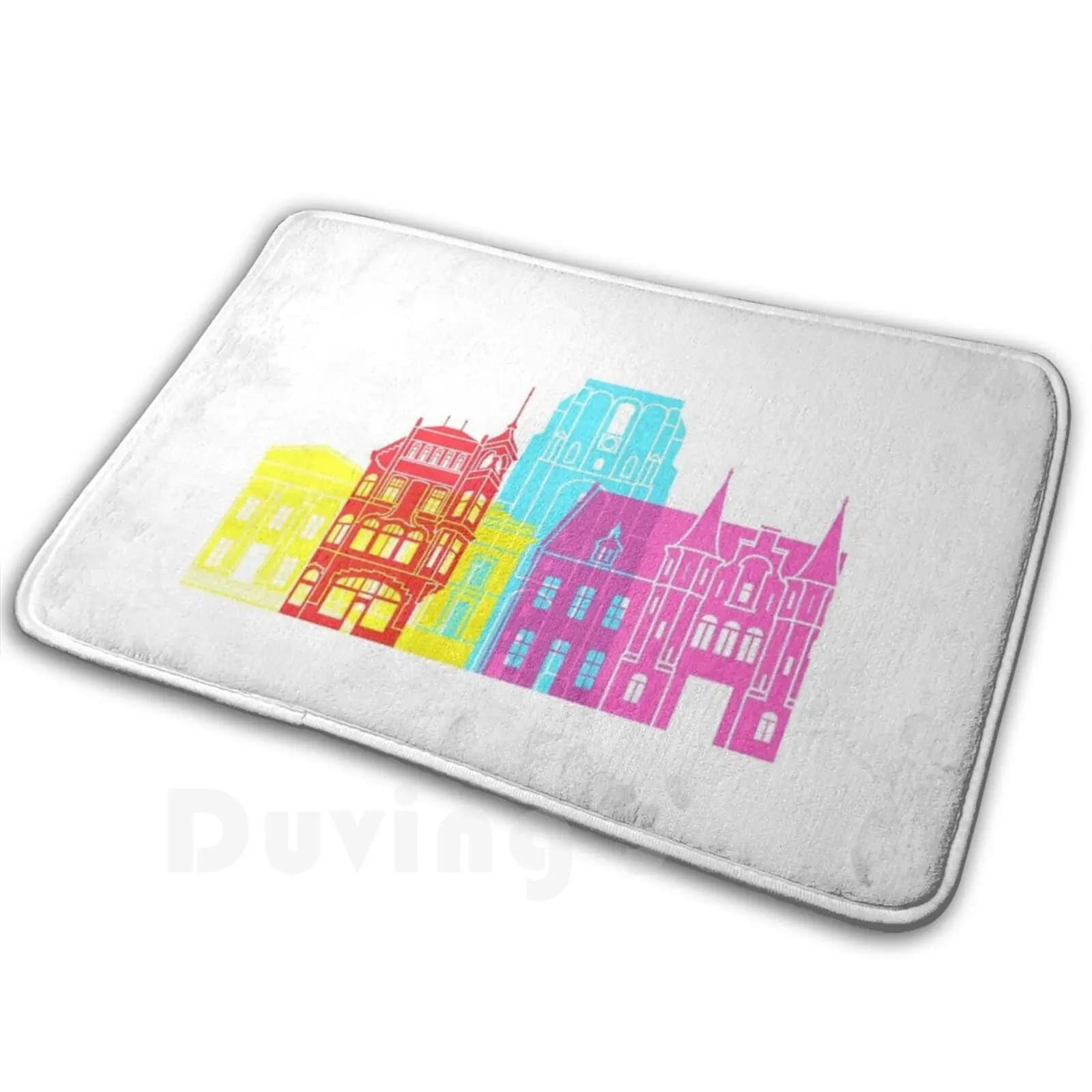 Leeuwarden Skyline Pop Carpet Mat Rug Cushion Soft Non-Slip Europe Netherlands Leeuwarden Leeuwarden Skyline Abstract