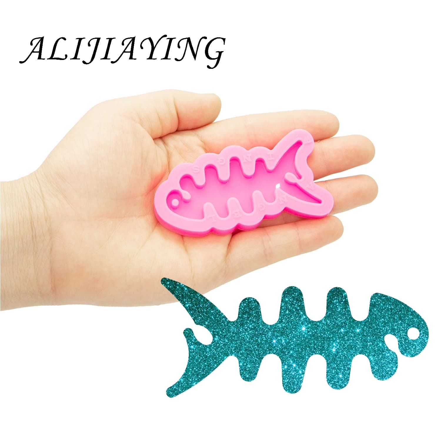 Shine Inside Fish skeleton Keychain Mold Silicone mould for Resin Epoxy Craft DIY Jewelry Pendant DY0471