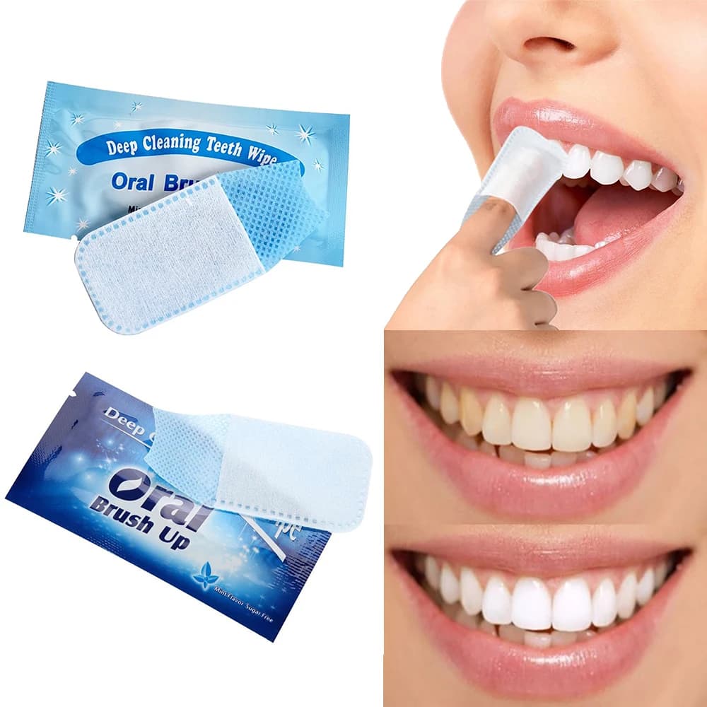 40 pieces oral brush clean fingertips oral tooth brush wipes for deep dental cleaning white teeth oral hygiene teeth whitening