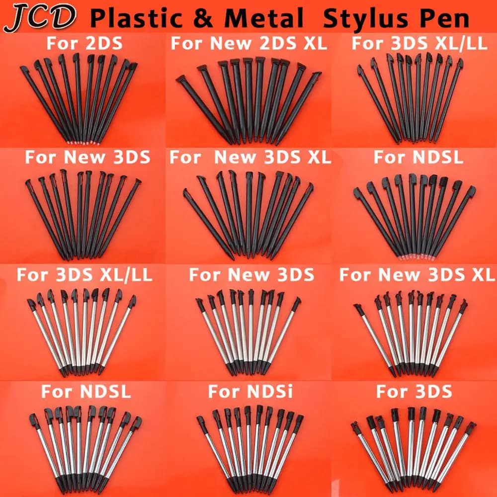 JCD 10PCS Metallo Telescopico Stilo di Plastica Stilo Touch Screen Penna per 2DS 3DS Nuovo 2DS LL XL Nuovo 3DS XL LL Per NDSL NDSi