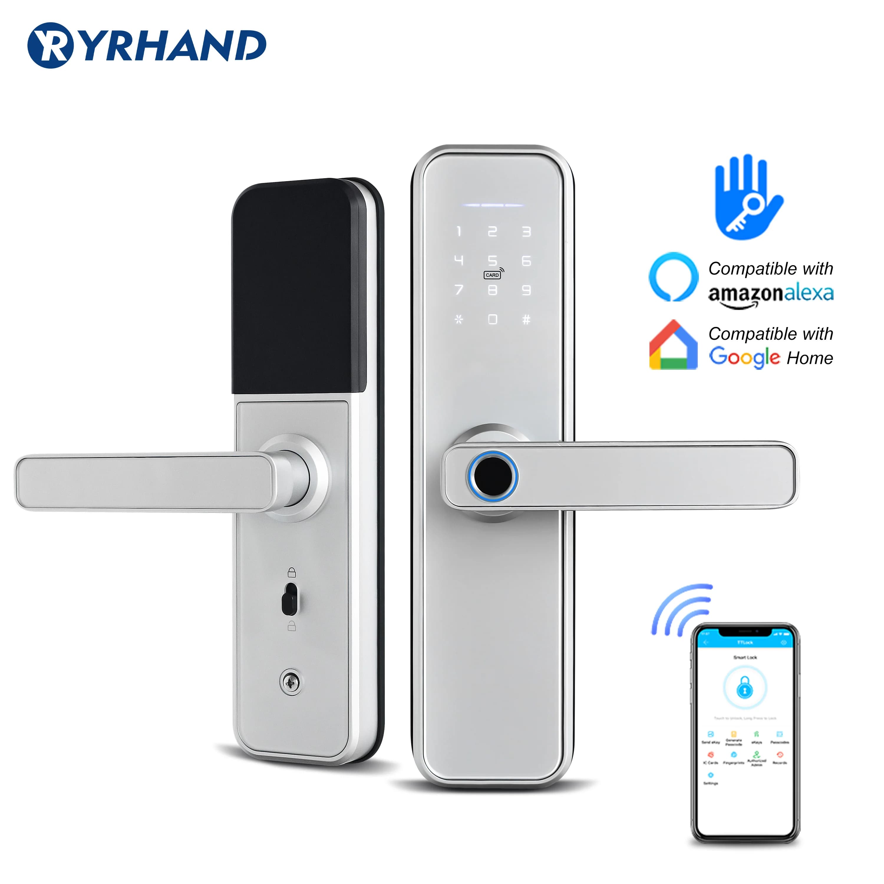 Serratura elettronica intelligente X5 Wifi con app ttlock, serratura intelligente biometrica di sicurezza con impronta digitale con scheda RFID password