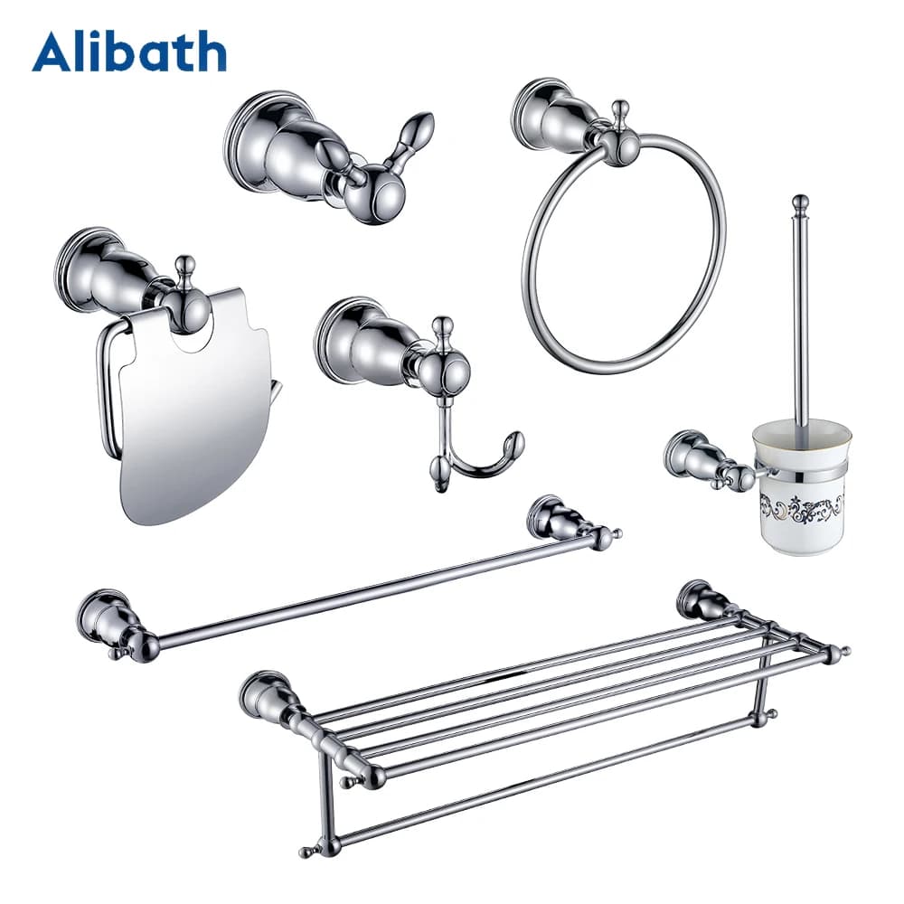 Accessori per il bagno in ottone cromato Set in ceramica Set di Hardware per il bagno europeo porta spazzolino da denti per wc di lusso in metallo.
