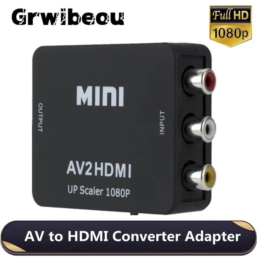 AV RCA CVBS compatible 1080P video converter to HDMI MINI AV2HDMI Adapter Converter Box for HDTV projector Set Top Box DVD