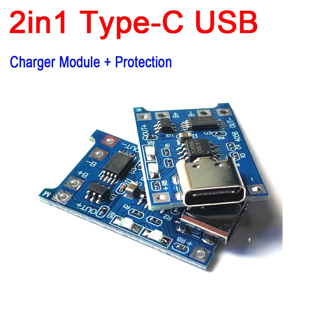 Caricatore al litio 2IN1 Protezione di ricarica/Scheda di protezione Combo Type-C PD USB TP4056 1A 1S 5V 3.7V 18650 Li-ion Lipo CELL