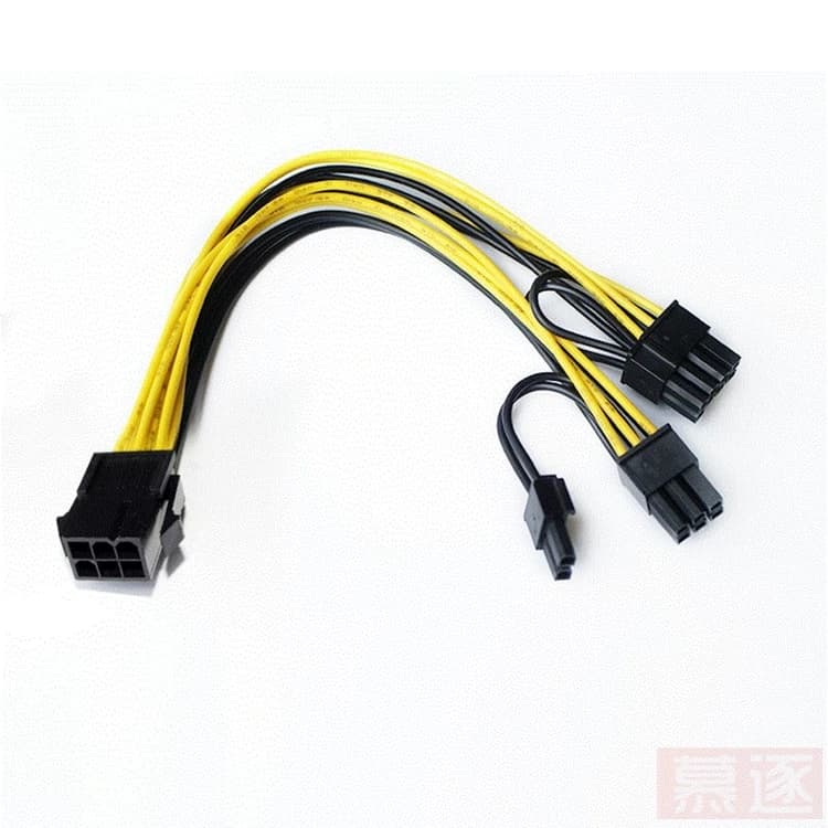 Cavo di alimentazione GPU PCI-e da 2 pollici, splitter VGA, da 2 connettori Molex a 6 pin PCI Express a 2 x PCIe 8 (6+2) pin per scheda grafica/scheda video.