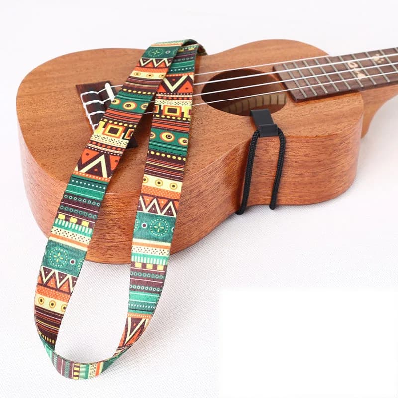Cinturino per chitarra modello etnico cinturino per Ukulele in stile Hawaii Clip in Nylon regolabile con gancio cintura Sling accessori per chitarra Ukulele