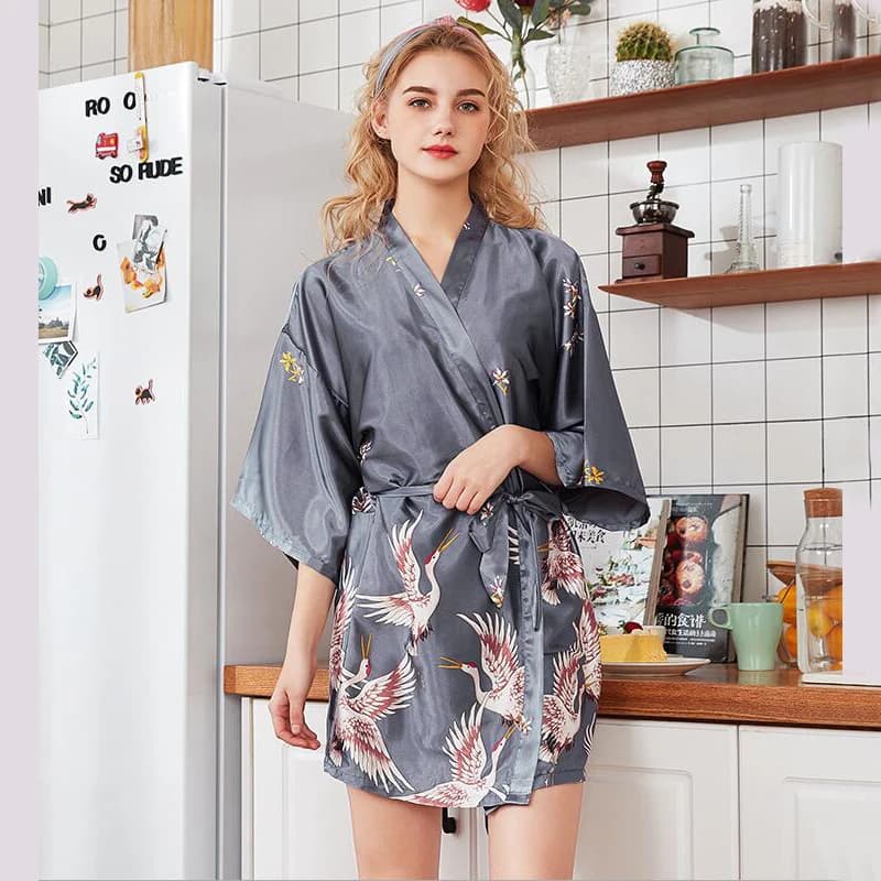 Delle Donne di modo di Estate Mini Abito Kimono Signora Rayon Bagno Yukata Dell'abito della Camicia Da Notte Degli Indumenti Da Notte Sleepshirts Pijama Mujer Size M-XXL