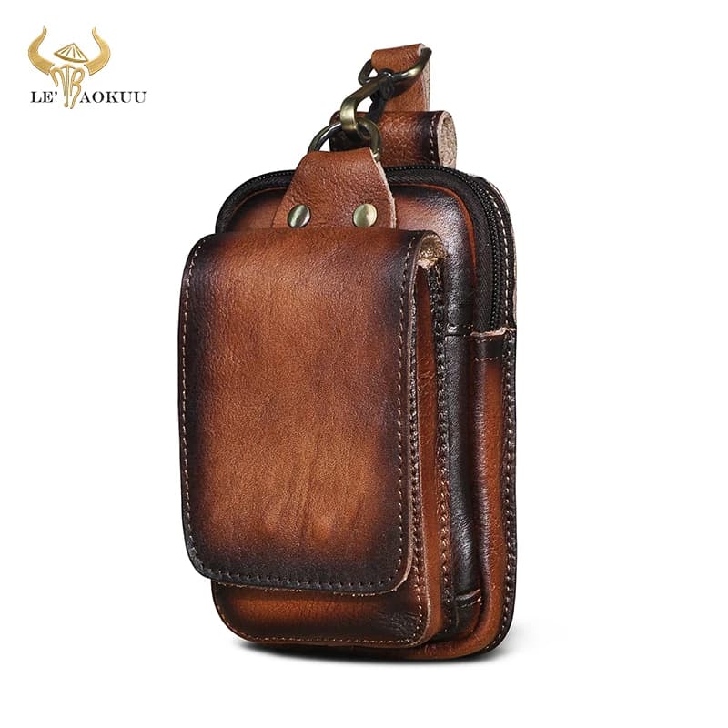 Tendenza di lusso in pelle originale da uomo cintura da viaggio Vintage marsupio marsupio Design marsupio marsupio 6.5 "custodia per telefono maschio 1609