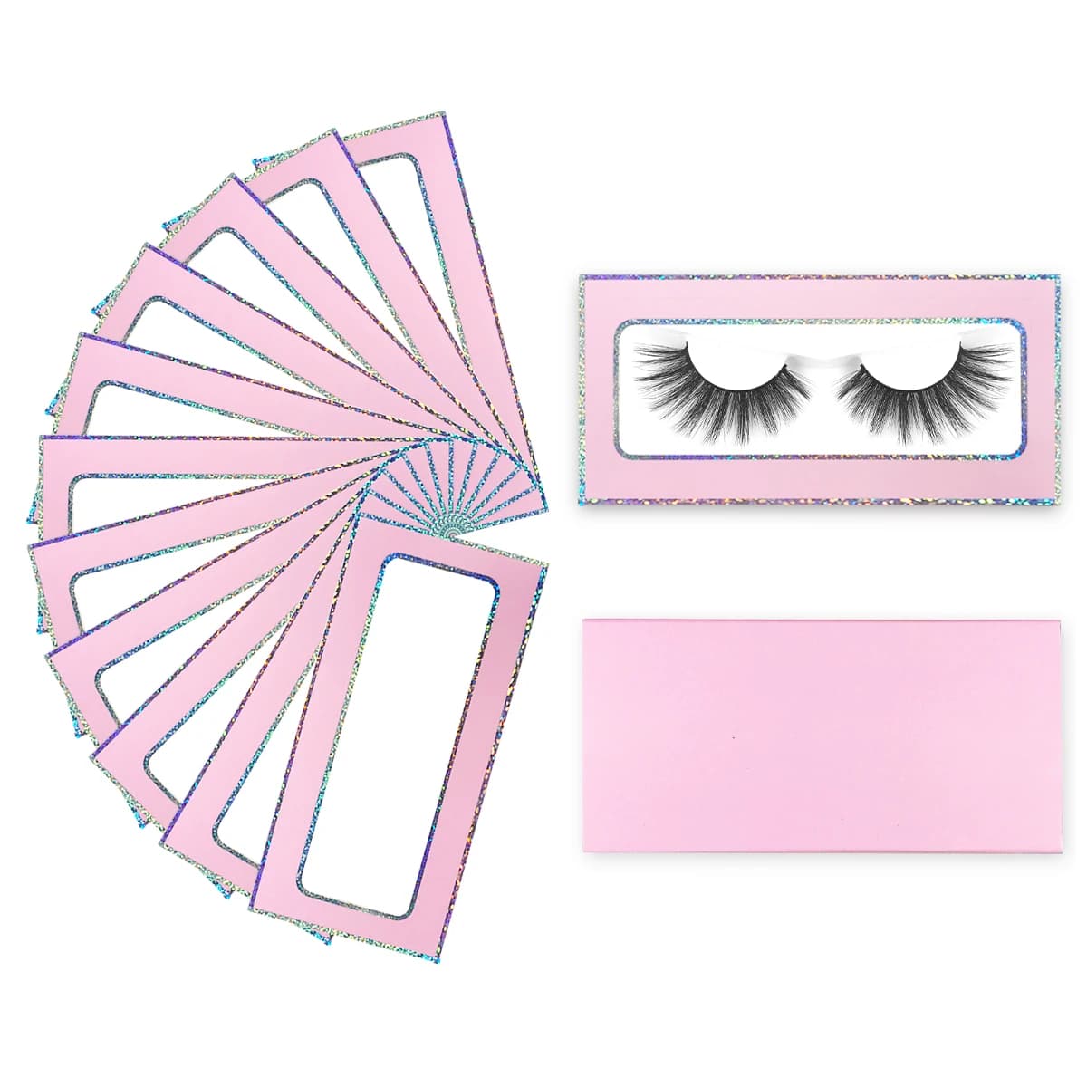 Eyelash Boxes Pack 25mm Eyelash Pack without Tray Facial Eyelash Pack with Custom Logo Wholesale Eyelash Packing Case