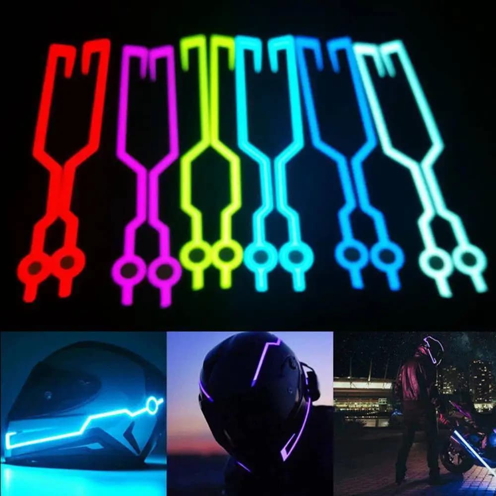 1set casco moto Night Riding LED Light Strip Signal lampeggiante Stripe Sticker led sticker Helmet
