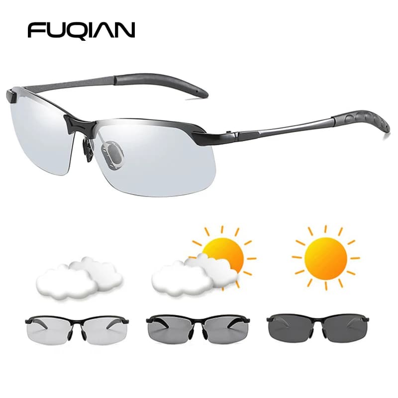 Polarized Men's Sunglasses UV400 Day and Night Vision Camaleontic Cangiants for Guide and Fishing