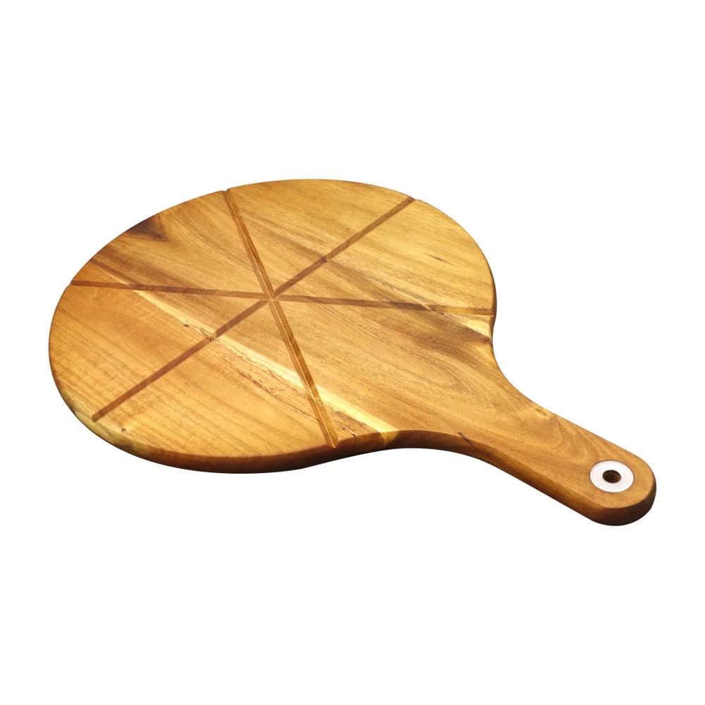 Jaswehome Tavola circolare per pizza in legno di acacia Vassoio per pizza Tagliere per dessert Vassoio per alimenti occidentale creativo Portapiatti in legno