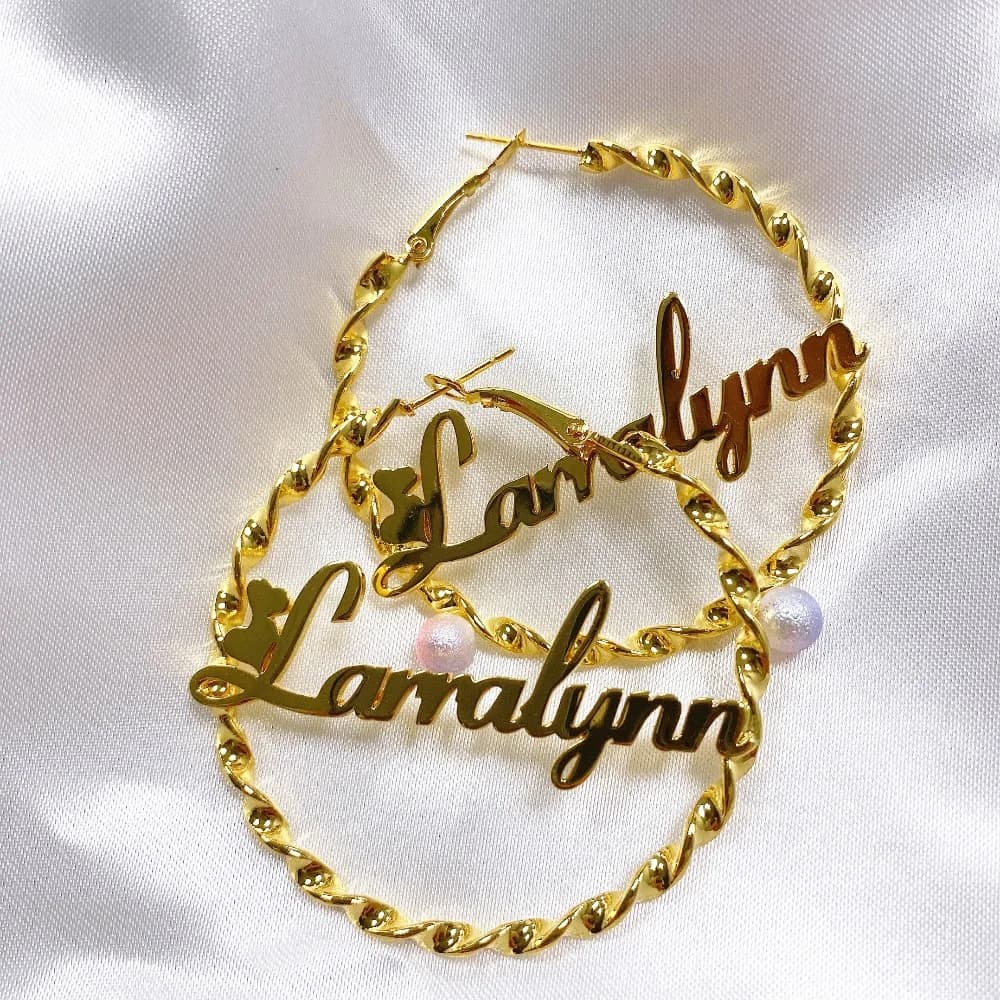 Orecchini a cerchio in bambù in acciaio inossidabile da 4-8cm personalizza orecchini con nome orecchini a cerchio personalizzati in stile bambù orecchini a spirale nome regalo