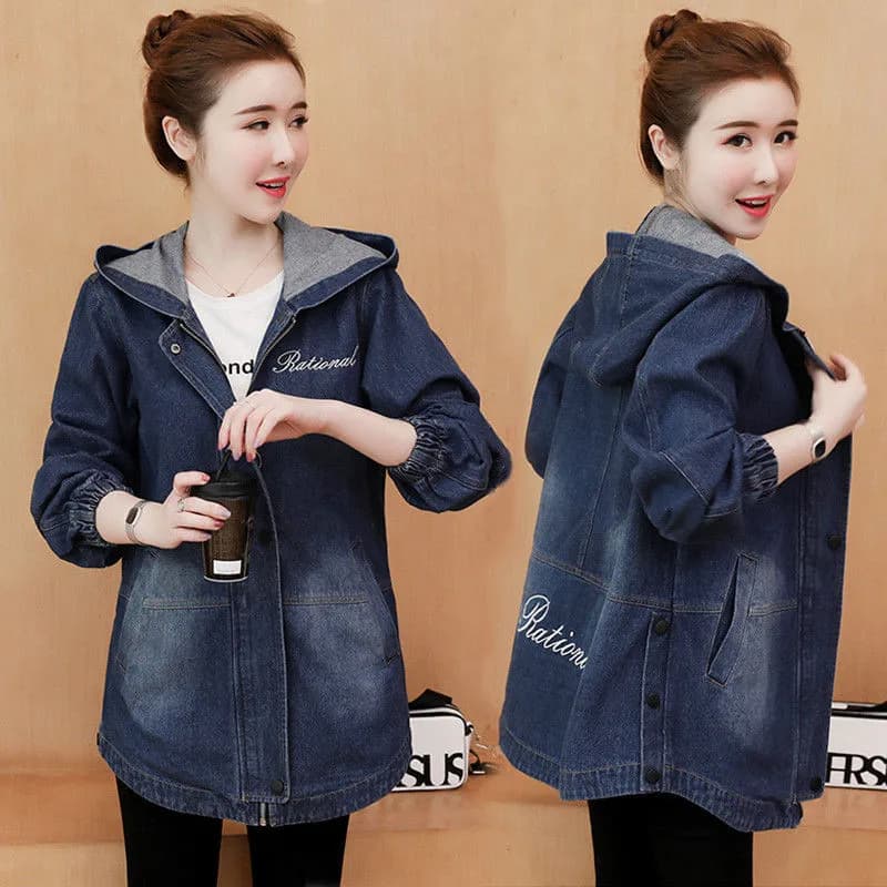 Giacca da Donna 2026 Nuova Collezione Autunnale, Giacca in Denim con Cappuccio, Cappotto Casual in Jeans, Abbigliamento Vintage da Strada, Cappotti Base Femminili fino alla Taglia 4XL