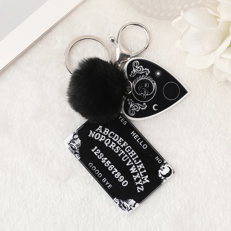 1 pz donne "ja Planchette portachiavi acrilico pompon specchio auto portachiavi Punk bordo artigianato borsa gioielli Charms