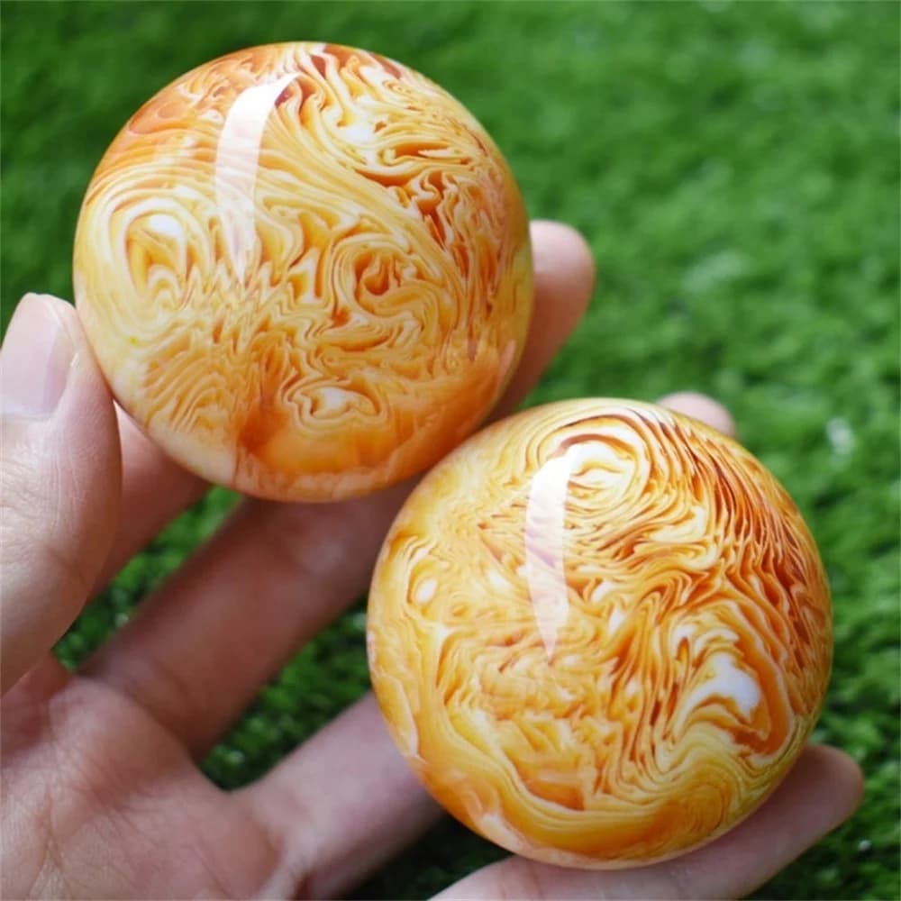 1 paio di resina naturale arte ambra cera d'api palla ONL sfera di cristallo Reiki guarigione decorazioni per la casa 50mm