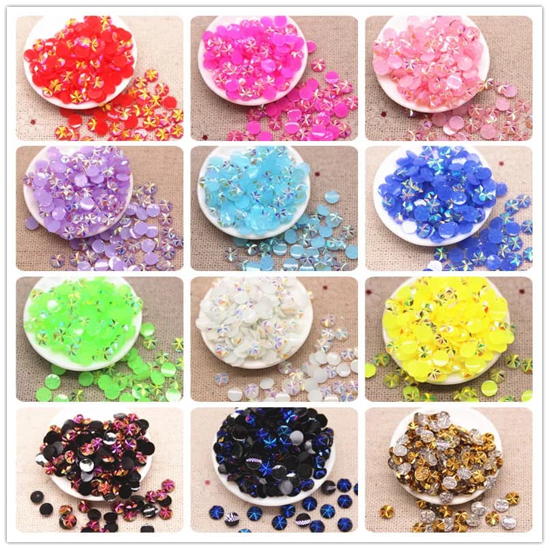 5 millimetri 2000 pz/pacco Lucido AB Della Resina di Strass Gelatina Superficie Del Fiore Cabochon Flatback Decorazione per I Telefoni Borse Scarpe Unghie FAI DA TE