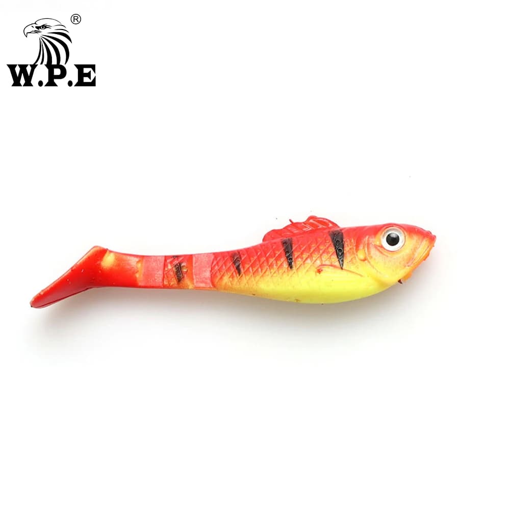 W.P.E 5 pz/pacco 80mm Richiamo Morbido Swimbaits 3D occhi Bionico Richiamo di Pesca Shake Molle Del Silicone Del Corpo Lure Wobblers Pesca affrontare
