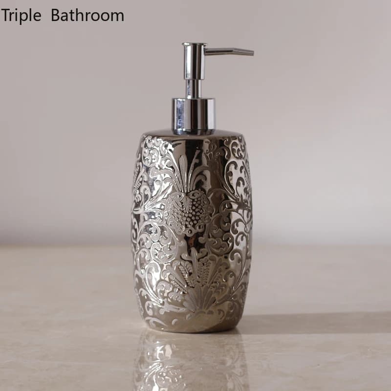 Bottiglie di Shampoo in ceramica argento accessori per il bagno contenitore per Gel doccia Dispenser per mani Dispenser di sapone da cucina