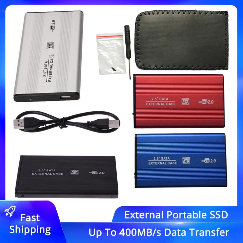 Custodia per HDD 2.5 custodia per disco rigido adattatore SATA USB 2.0 per disco SSD custodia per scatola HDD custodia per HDD esterna HD da 2.5 pollici