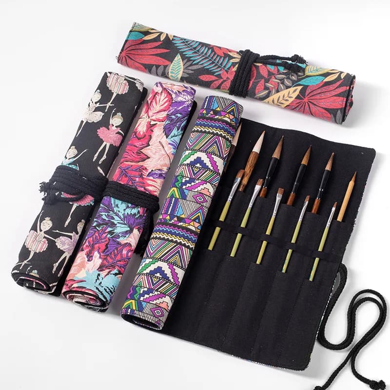 Astuccio per matite con rotolo da 20 fori Astuccio per pennelli per scrittura scolastica Astuccio per penne cosmetiche multifunzionale con cartuccia grande Kit di custodia di grandi dimensioni
