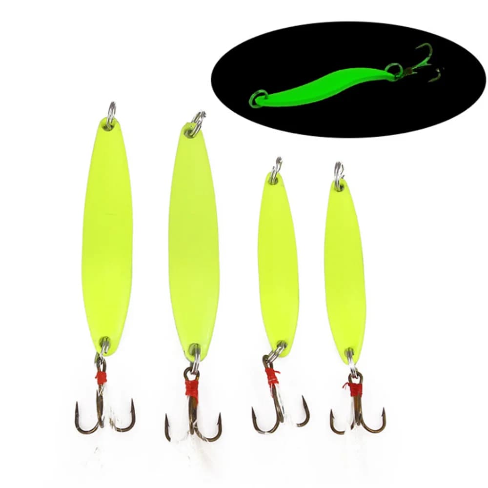 1 pz 5g 7g 10g 13g metallo luminoso richiamo di pesca paillettes esca dura ganci di piume per traina trota Spinner cucchiaio esca luccio basso