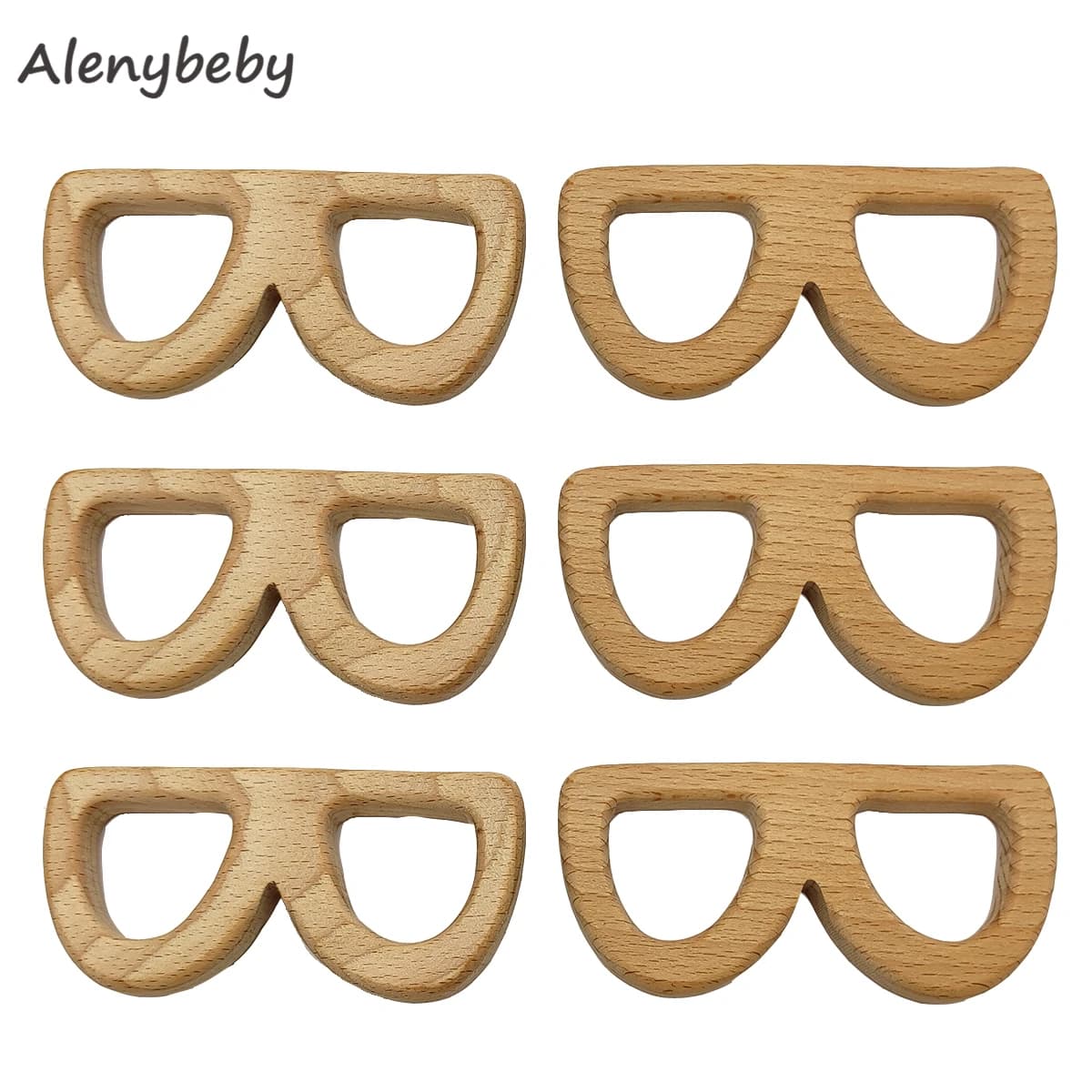 Massaggiagengive in legno Forma di occhiali per animali naturali Dentizione per bambini Allattamento Massaggiagengive in legno di faggio per bambino Giocattolo con ciondolo collana organico fai da te