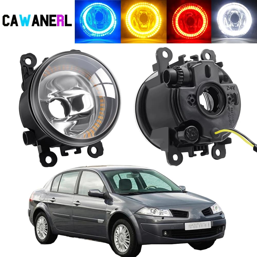 2 X Auto Destra + Sinistra Angel Eye Gruppo fendinebbia per Renault Megane II III 2002-2015 Halo Ring Nebbia Lampada di marcia diurna DRL 12V