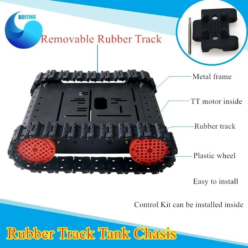 Telaio per serbatoio con cingolo in gomma Kit Chaissis per serbatoio intelligente RC Telaio in lega di alluminio/Motore TT/Facile installazione per Arduino DIY TC200