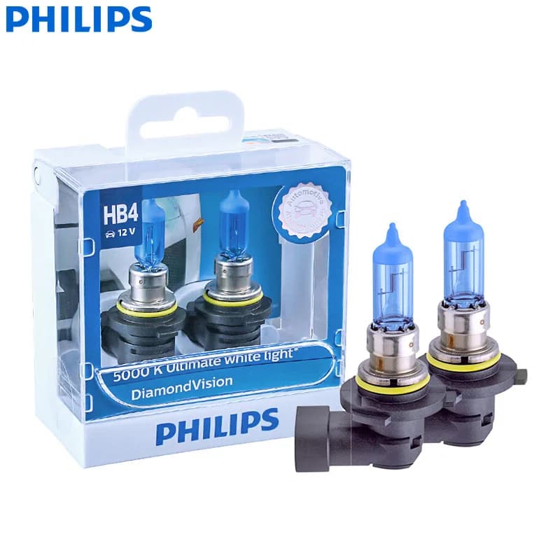 Philips Diamond Vision 9006 HB4 12V 60W P22d 9006DVS2 5000K Bianco freddo Lampadine alogene per auto Lampade automatiche Fendinebbia (confezione doppia)