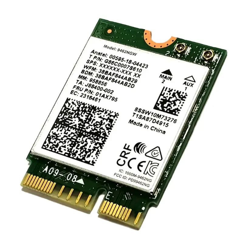 Adattatore per scheda Wifi Dual Band Wireless-AC per Intel 9462NGW CNVI NGFF M.2 Key E con antenne Bluetooth 5.0 per sistemi Win10