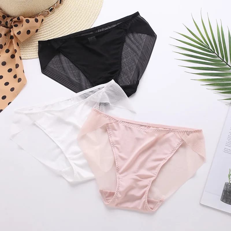 3 Pack donna 100% fodera in seta maglia posteriore sottile mutandine Sexy slip intimo Lingerie Intimates S M L SS004