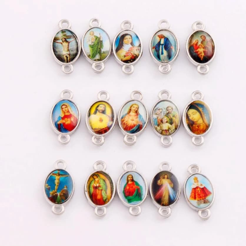 Medaglie della chiesa religiosa cattolica Santi Spacer End Connector Charm Bead L1708 14.9x7.85mm 30 pezzi in lega di zinco