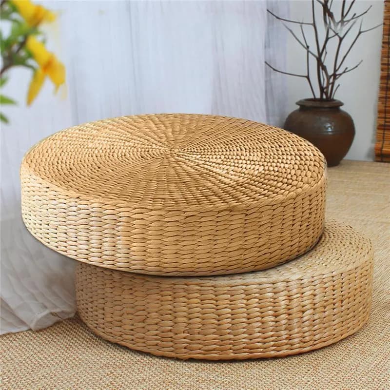 Futon Carpet Rolling in Natural Paglia 40x6cm, Floor Bearing for Meditation and Yoga, Rolling Mat for Home and Bedroom, Seat cushion
