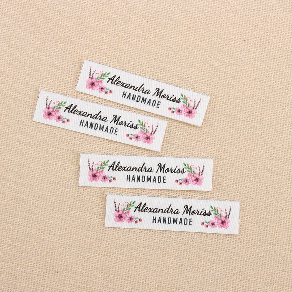 Etichette da stiro, logo o testo, marchio personalizzato 40x10 mm, ferro da stiro e cucito per abbigliamento, artigianato fai da te, design unico personalizzato