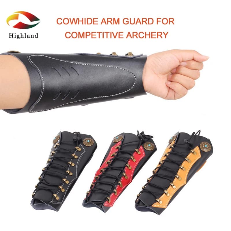 High Quality Cowhide Leather Archery Arm Guards Sleeve for Hunting Shooting Archer Competition Grade Protection