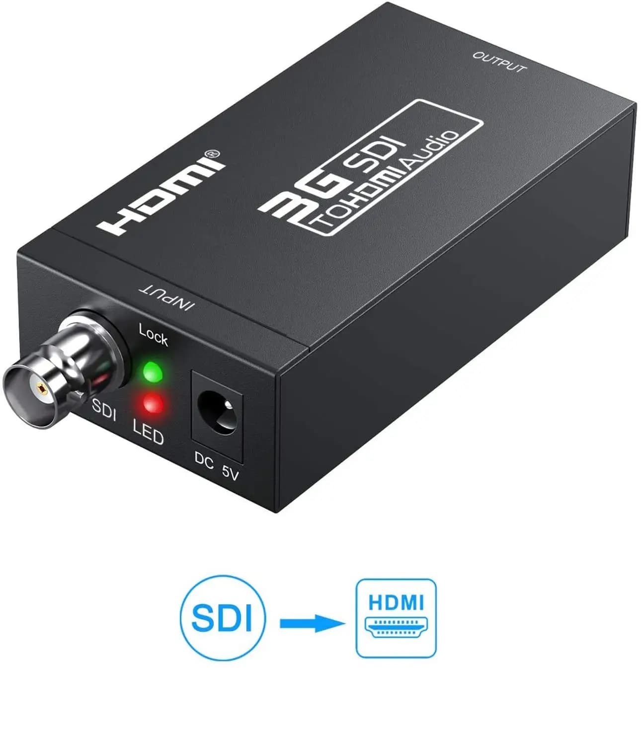 Convertitore da SDI a HDMI Adattatore audio video da BNC a HDMI Adattatore HD 3G da SDI a HDMI e DC 5V 1A per monitor HDTV