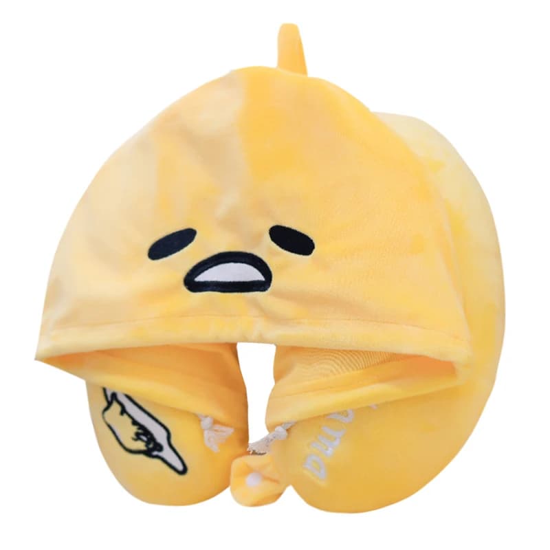 Nuovo stile Anime giapponese carino tuorlo d'uovo giocattoli di peluche cuscino da viaggio spalla Pad portatile a forma di U poggiatesta lungo viaggio ragazza regalo