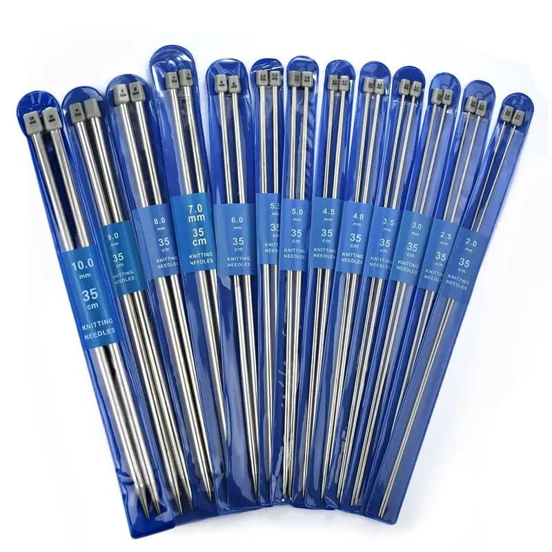 Un set 35cm ferri da maglia dritti in acciaio inossidabile uncinetto maglione fai da te tessuto strumenti per maglieria dimensioni 2-10mm strumenti per cucire