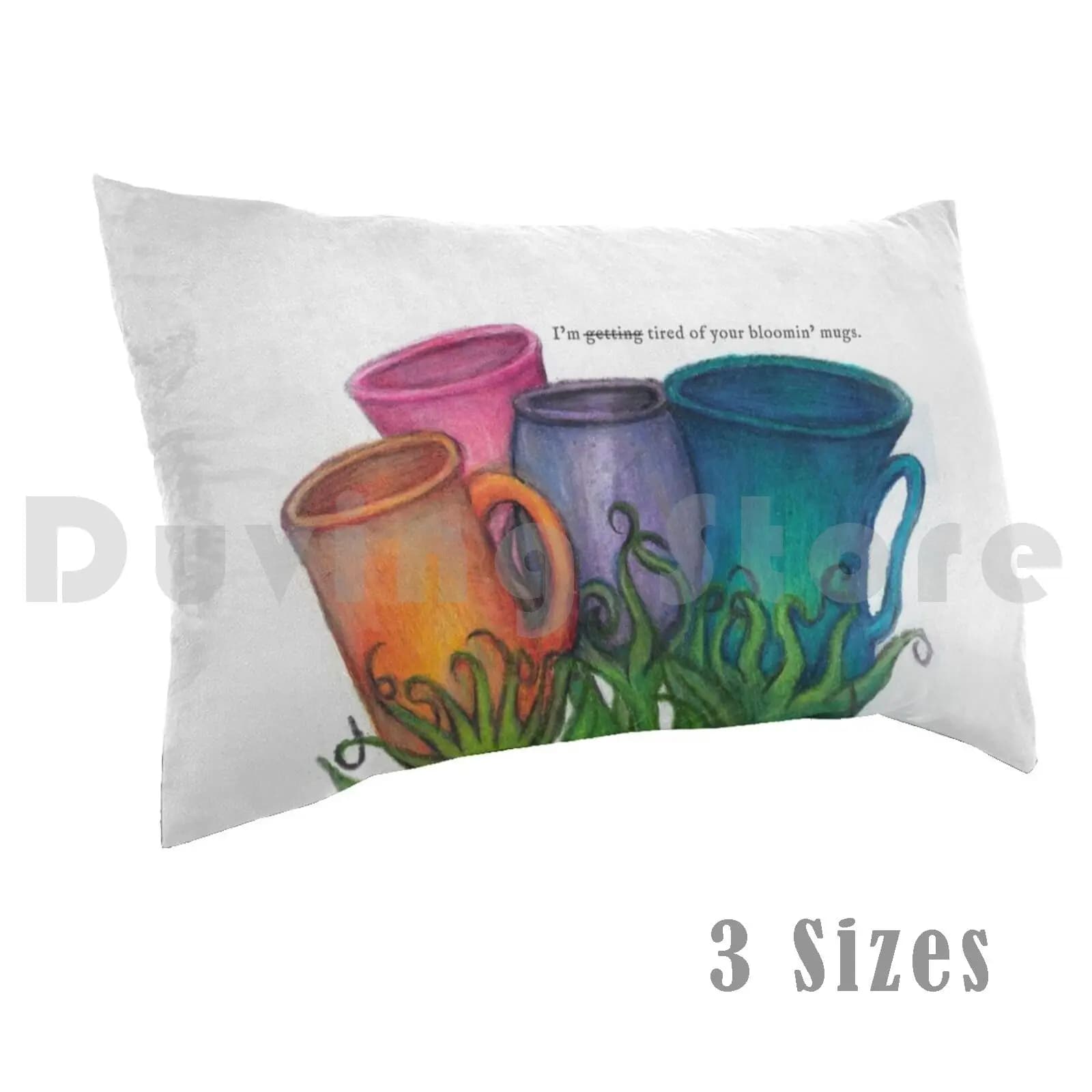 Tazze Bloomin' con testo Federa per cuscino stampata 50x75 Citazioni impertinenti Matita floreale Leave Me Alone