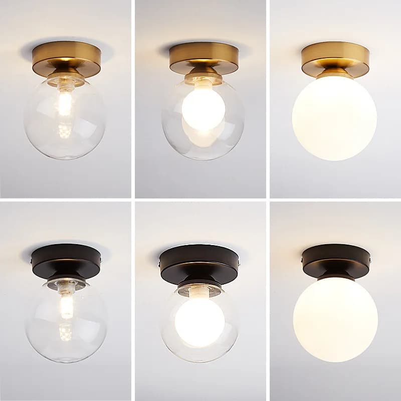 Plafoniera moderna semplice per corridoio Personalità nordica Lampada da soffitto rotonda creativa con sfera di vetro Natale per apparecchi per la decorazione domestica