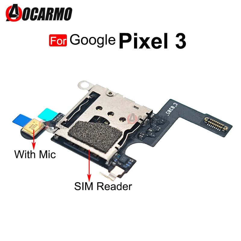 Lettore SIM presa porta Sim Card con microfono cavo flessibile per microfono per Google Pixel 3 Pixel3 parte di riparazione