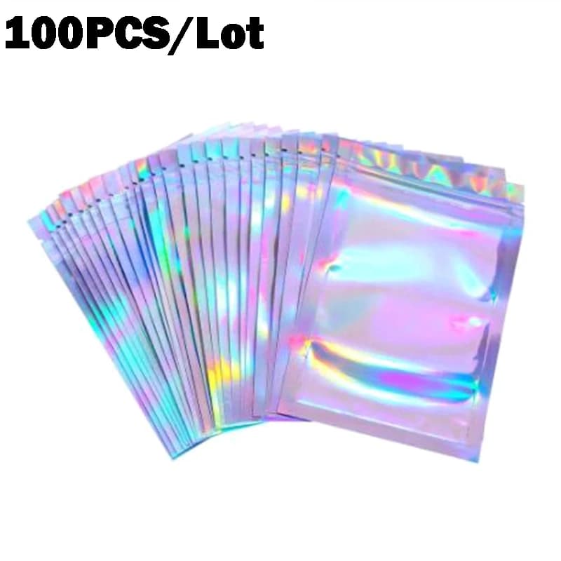 100 pezzi sacchetto di bolle sacchetti traslucidi con chiusura a zip sacchetto di immagazzinaggio olografico confezione regalo di natale calzini lingerie sexy guanti cosmetici