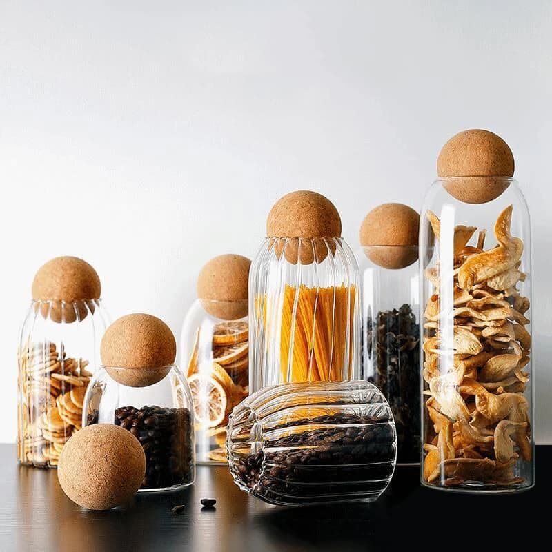 barattolo di vetro di stoccaggio con coperchio in legno barattoli di vetro da cucina con coperchio contenitore per bottiglie di vetro contenitore per cereali