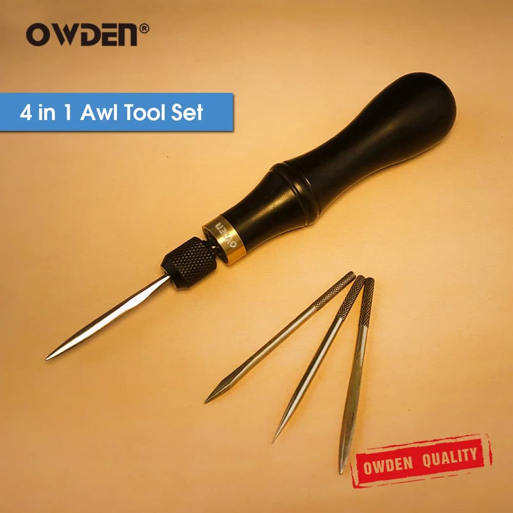 OWDEN Set di strumenti per cucire in pelle 4 in 1 Awl riparazione forniture per cucire Kit per cucire Kit per cucire 4 in 1