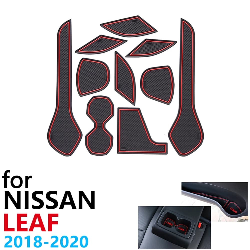 Anti-Slip Coppa di Gomma Porta Cuscino Groove Zerbino per Nissan Leaf ZE1 2018 2019 2020 10Pcs Accessori Auto adesivi Zerbino per il telefono